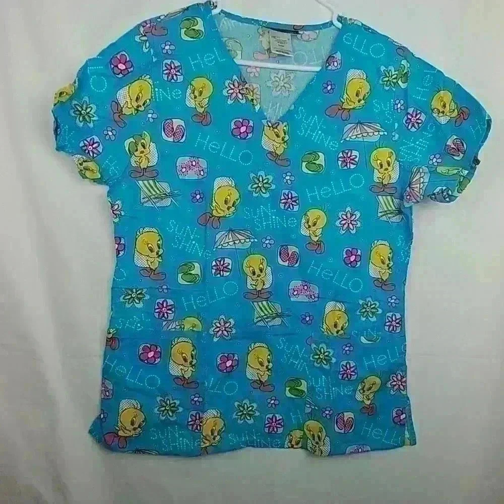 LOONEY TUNES SCRUB BLUE TOP SIZE SMALL